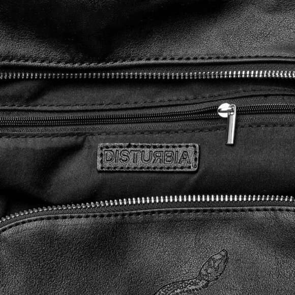 Disturbia UK Ophidia Debossed Black Snake Print Backpack Purse - Picture 8 of 13